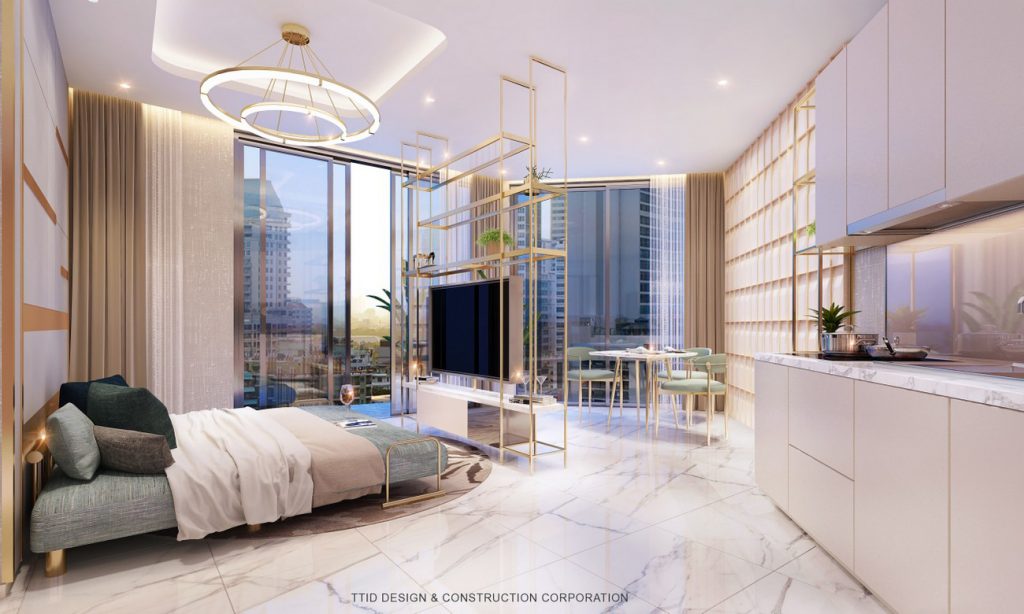 Thiết kế ngủ nhà mẫu Thảo Điền Green Tower loại 1 phòng ngủ